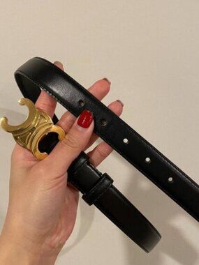 Celine Black Leather Belt 90cm with Gold Hardware - With Original Box